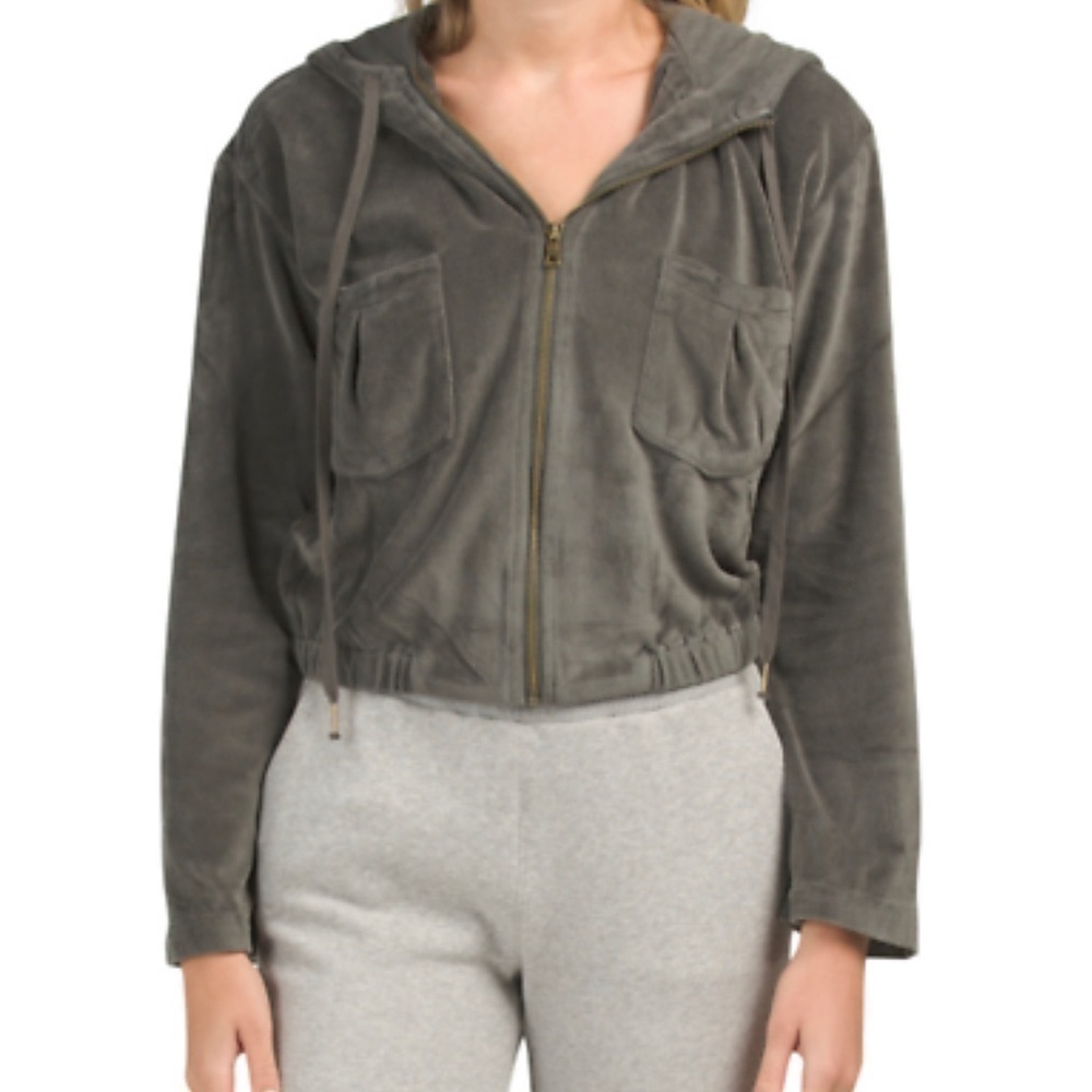 Young Fabulous & Broke velour jacket in khaki NWT